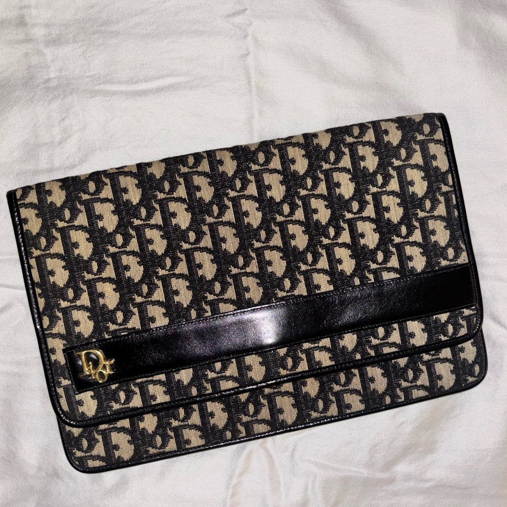 Vintage Christian Dior Monogram Canvas Clutch / Wallet | Made in France